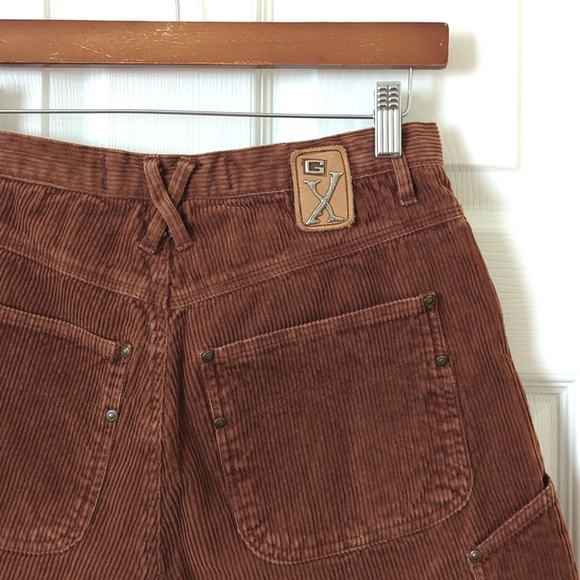 GX Know Who You Are 90's Vintage Wide Wale Corduroy Carpenter Shorts Brown 27 - Picture 12 of 14